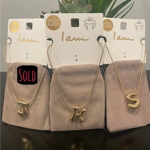 I Am Gold Plated Bubble Initial Necklaces w/ dust bag
